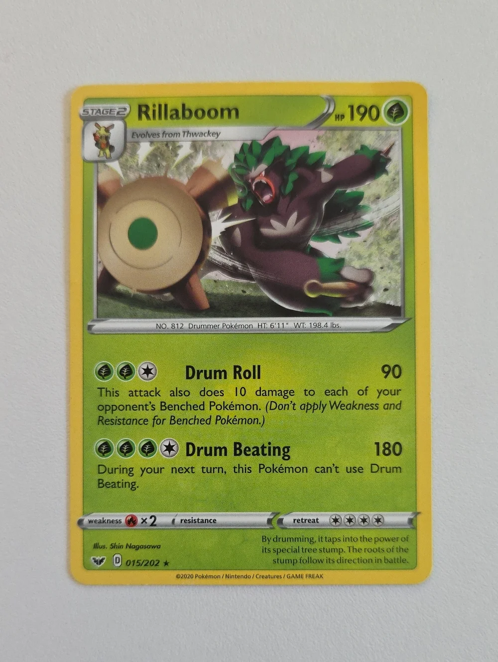 Pokemon Grookey, Thwacky, Turtwig, Rillaboom, And Grotle Card